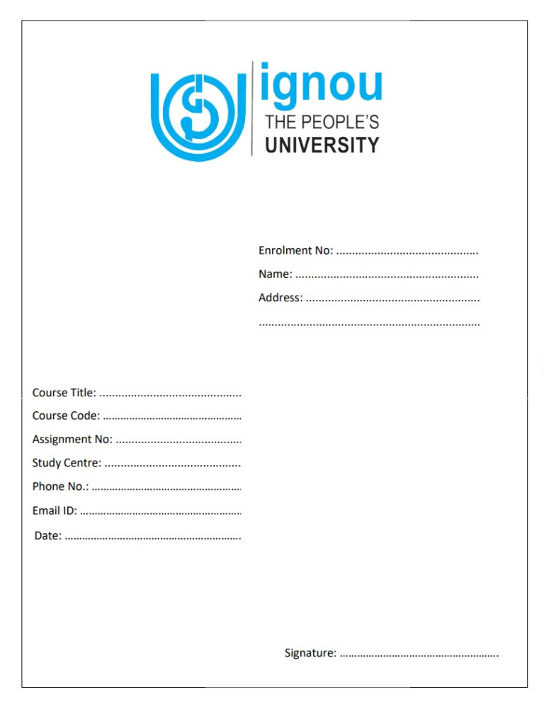 ignou assignment front page editable pdf