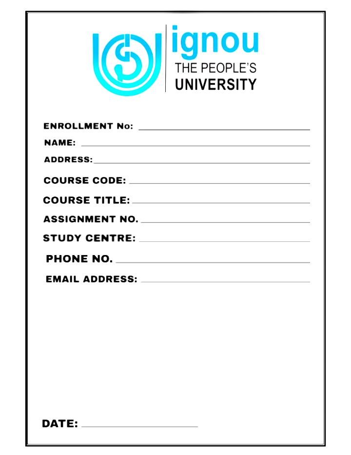 ignou assignment format front page pdf