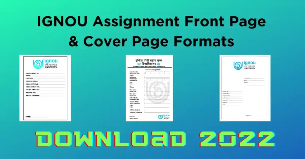 IGNOU Assignment Front Page & Cover Page Formats Download 2022