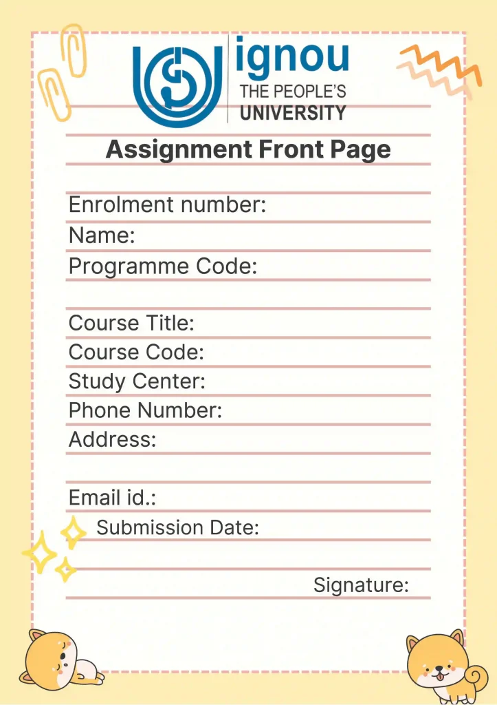 IGNOU Assignment Front Page Download in PDF Hindi Medium 2024
