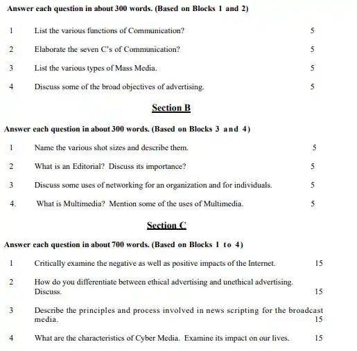 BEGG 171 Question Paper Hindi & English Medium Download