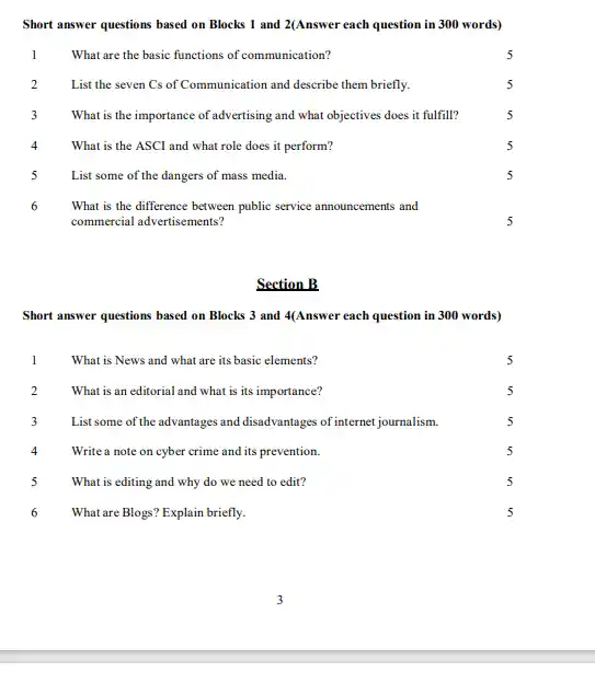 BEGG 171 Question Paper Hindi & English Medium Download