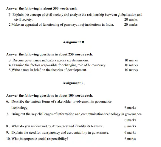 IGNOU BAG BPAG 172 Question Papers Download In English Medium